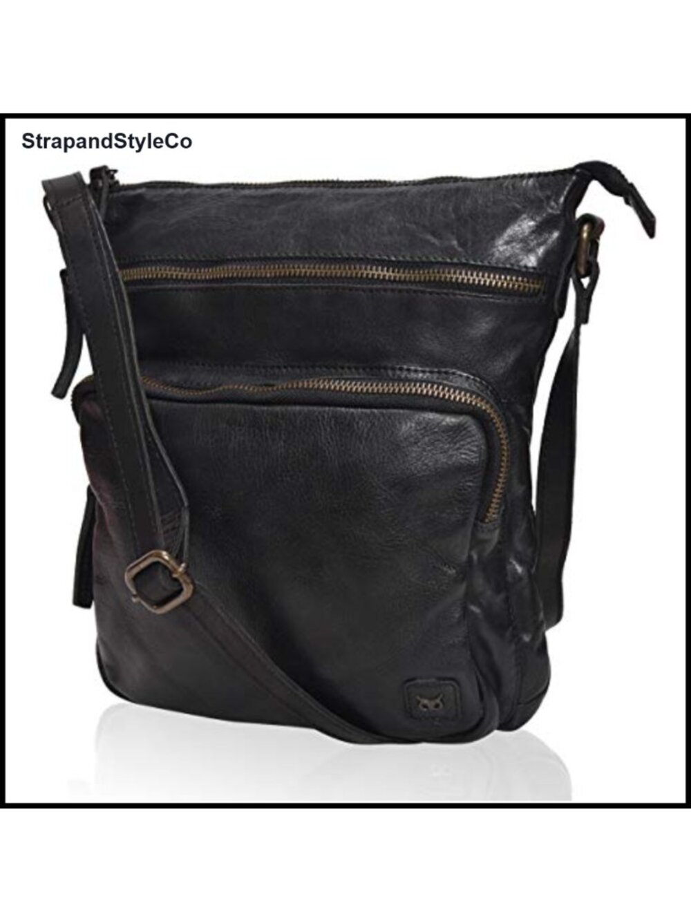 Full-Grain Cow Leather Crossbody Sling Bag Adjustable Strap Travel Purse